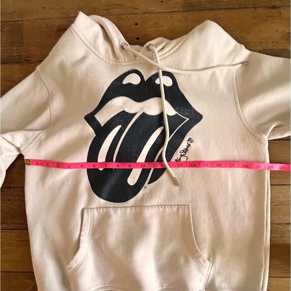 H&M ROLLING STONES Cream and black logo hoodie w/kangaroo pockets Embroidered S - Picture 11 of 13